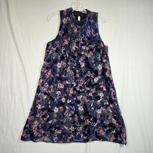 New Tommy Hilfiger Velvet Burnout Swing Dress Floral Navy Pink Women's 12